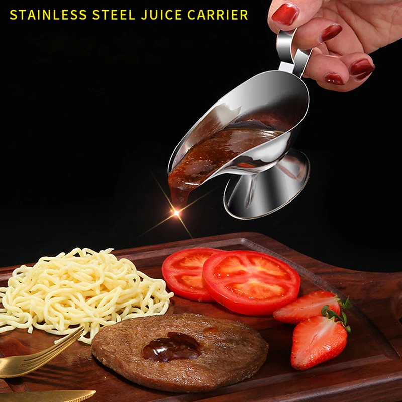 

Sauce Dripless Lip Salt Spice Gravy Boat Hotel Kitchen Restaurant steak Sauce Lip Stainless Steel Sauce Boat Sauce Storage Box