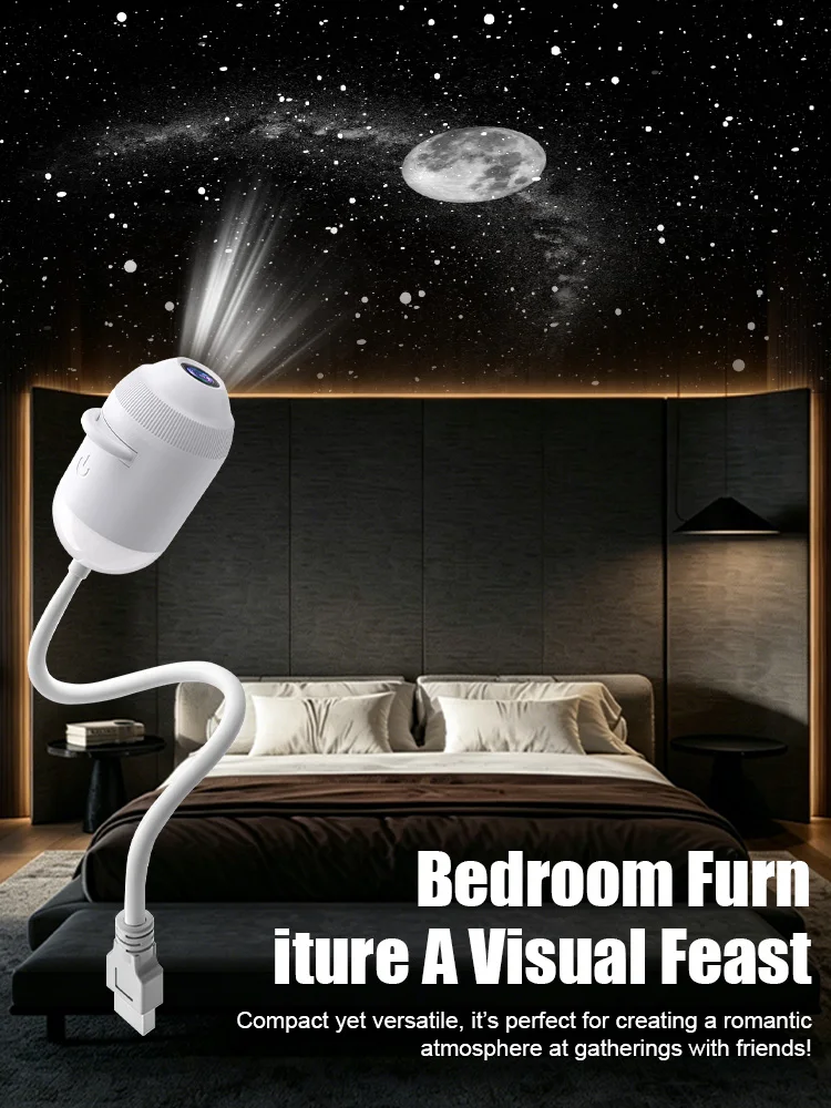 USB Starry Sky Projector Night Light 360 Bendable Flexible Hose HD Projection Car Bedroom Decor Lamp Replaceable Pattern Films