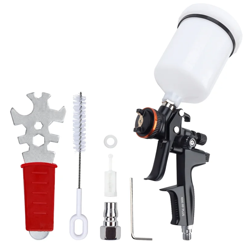 ABZV-RP Pistola a spruzzo di grado industriale 1,3 mm con adattatore e serbatoio misto per riparazione auto, pittura, attrezzatura per spruzzo d'aria con base acqua/olio