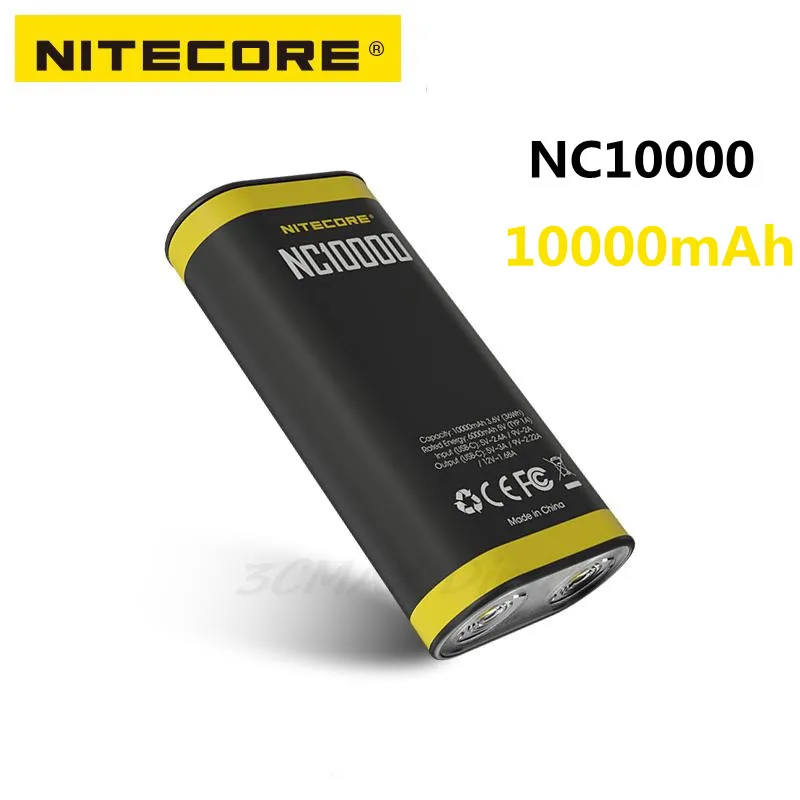 Nitecore NC10000 10000mAh Mobile Power Bank USB-C QC & PD QC3.0 Quick Charge Outdoor Highland Power Bank with Backup Flashlight