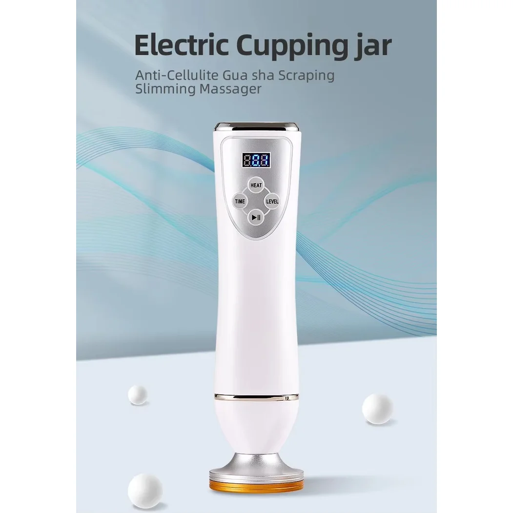 Electric Cupping Jar Anti-Cellulite Gua Sha Scraping Slimming Massager Three-Position Adjustible Three-Changeable Heads