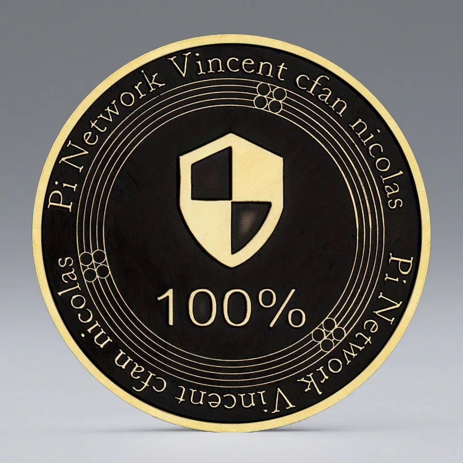 Pi Network Vincent Cfan Nicolas Collectible Coin Black Golden Plated Crypto Bit Coin