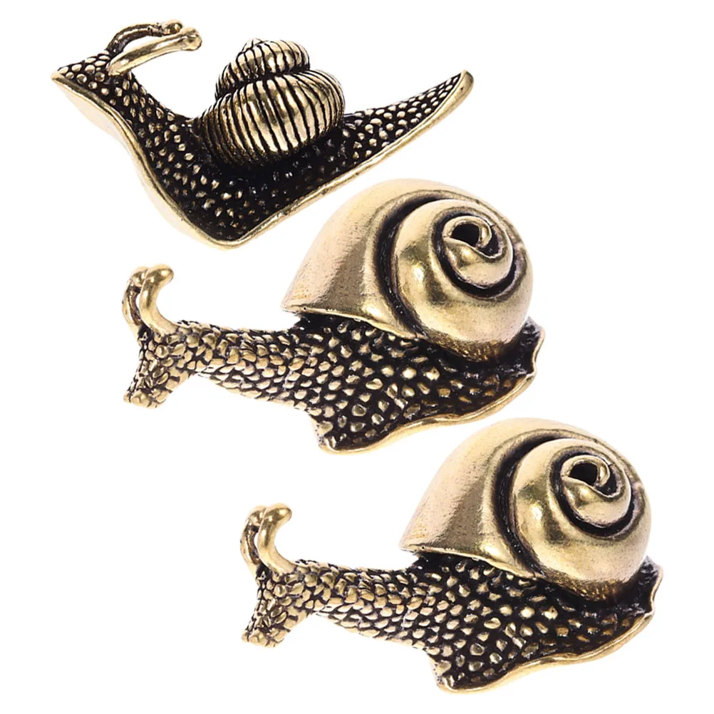 3pcs Copper Snail Statue Mini Retro Garden Decor Outdoor Pond Brass Sculpture Accessories for Home Decorative Figurines