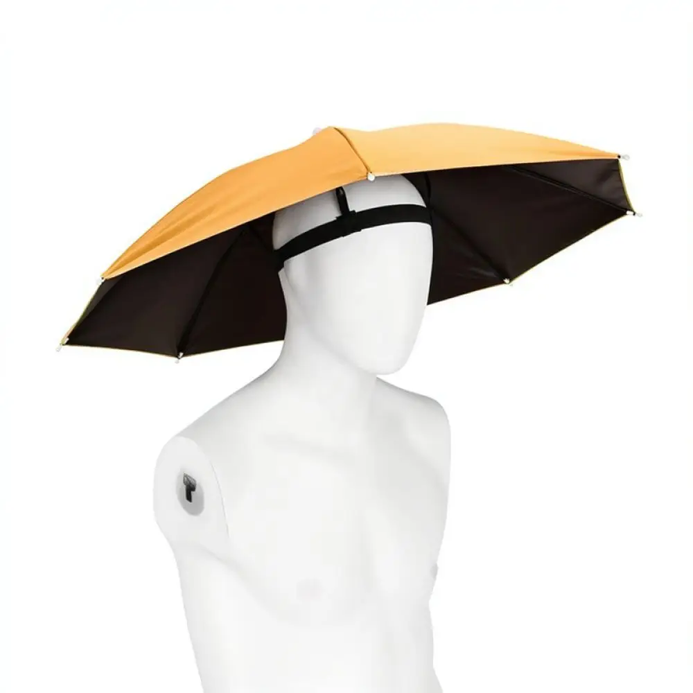 Foldable Umbrella Hat Sunshade Rainproof Headwear Portable Gear For Fishing Camping Hiking Outdoor Beach Activities