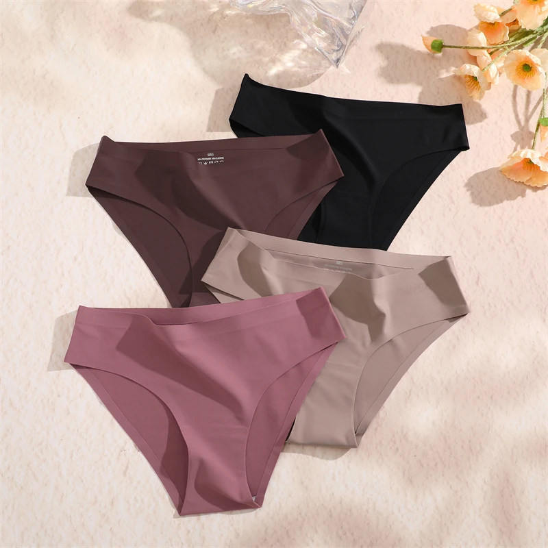 FINETOO Seamless Panties for Women Sexy 9 Solid Colours Underwear Briefs Low Waist Comfortable Invisible Lingerie Intimates S-XL