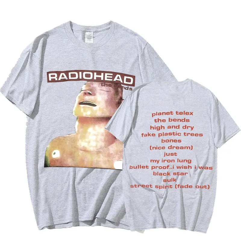 Vintage Rock Band Radiohead T Shirt Men 100% Cotton T-shirts Hip Hop The Bends Music Album Print Tee Shirt Oversize Harajuku Top