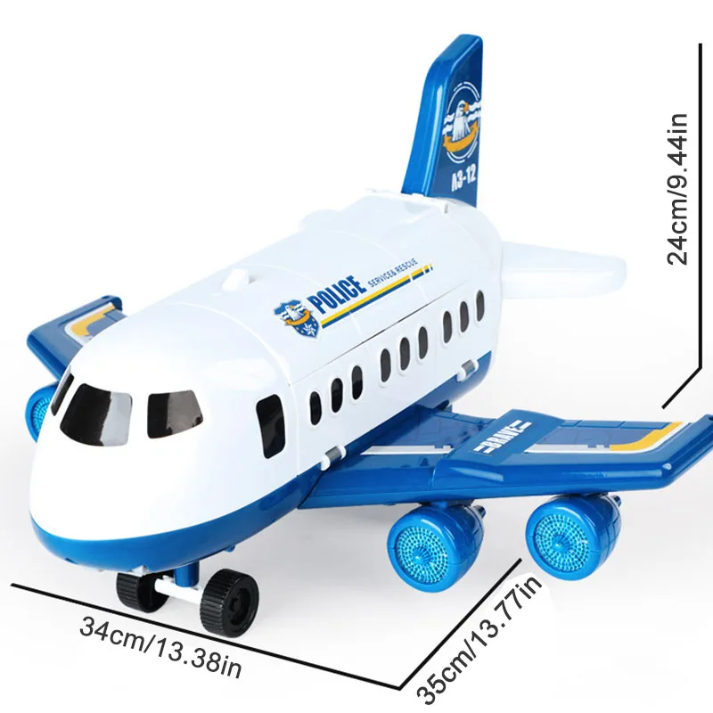 Jouet d'avion de transport cargo avec LED, jouet d'avion musical avec véhicule, jouet de construction de voiture, cadeau d'anniversaire pour enfant