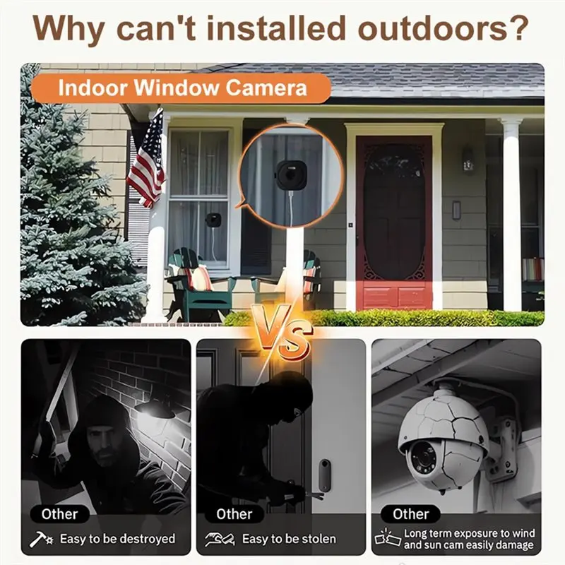 B48A Tuya Smart Window Camera 3MP 2.4G/5G Dual-Band Wifi Full-Color Night Vision Through Window For Home Security App Control
