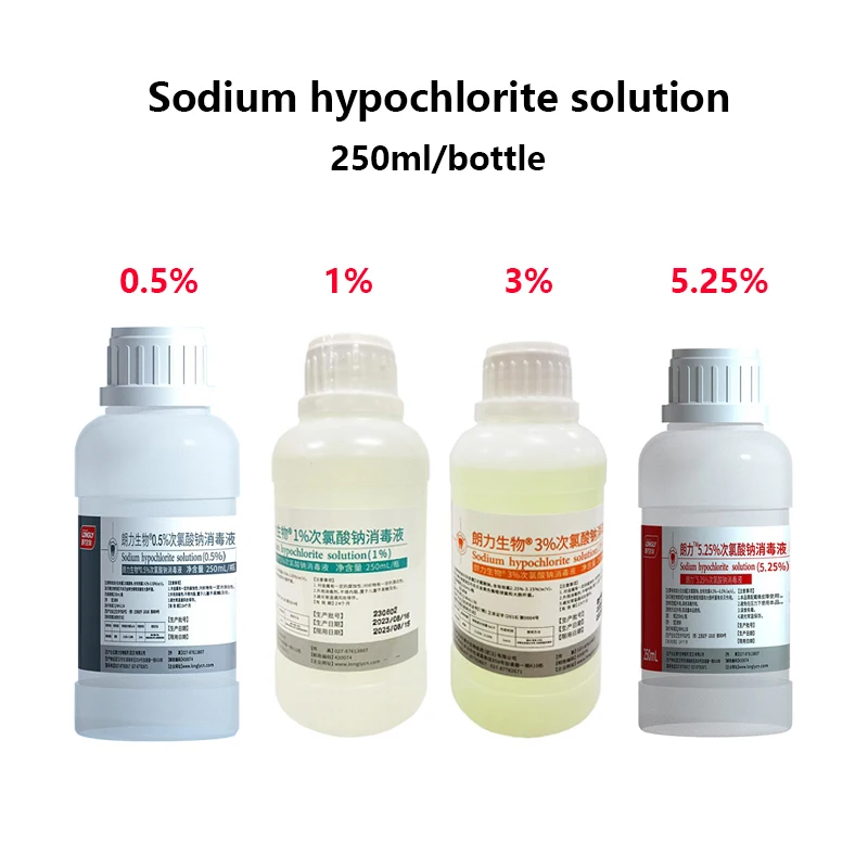 0.5% 1% 3% 5.25% Sodium hypochlorite solution solution/root canal irrigation/root canal disinfectant solution 250ml/bottle