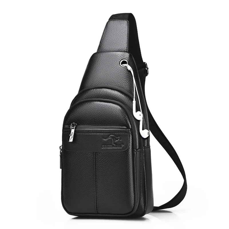 Soft Leather Crossbody Bag for Men Casual Business Fashion Chest Bag Sports Backpack Waist Bag Single Shoulder Bag view 3