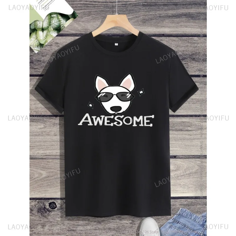 T-shirt estampada respirável unissex, top de manga curta, camisa com gola O, moda Harajuku, humor, cãozinho engraçado, rua lazer, clássico