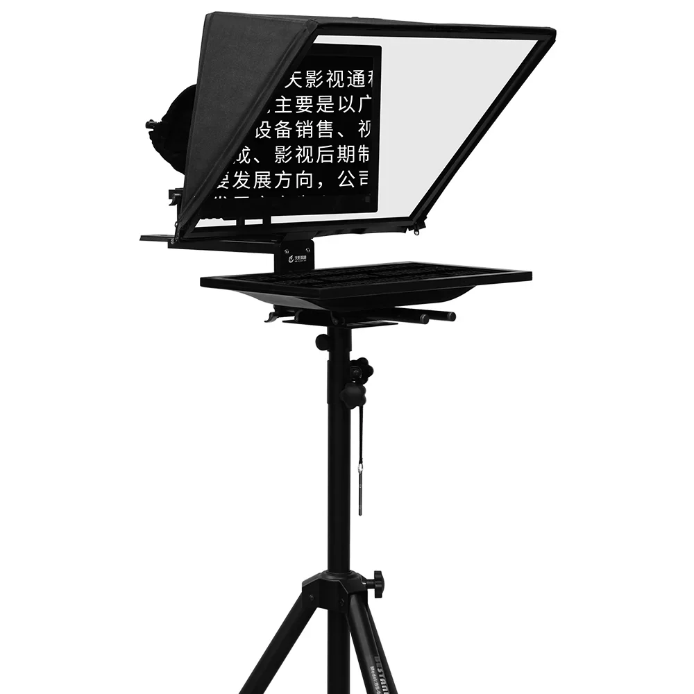 TS240 24 inch single screen tempered prompter glass studio teleprompter with tripod and wheel prompteur