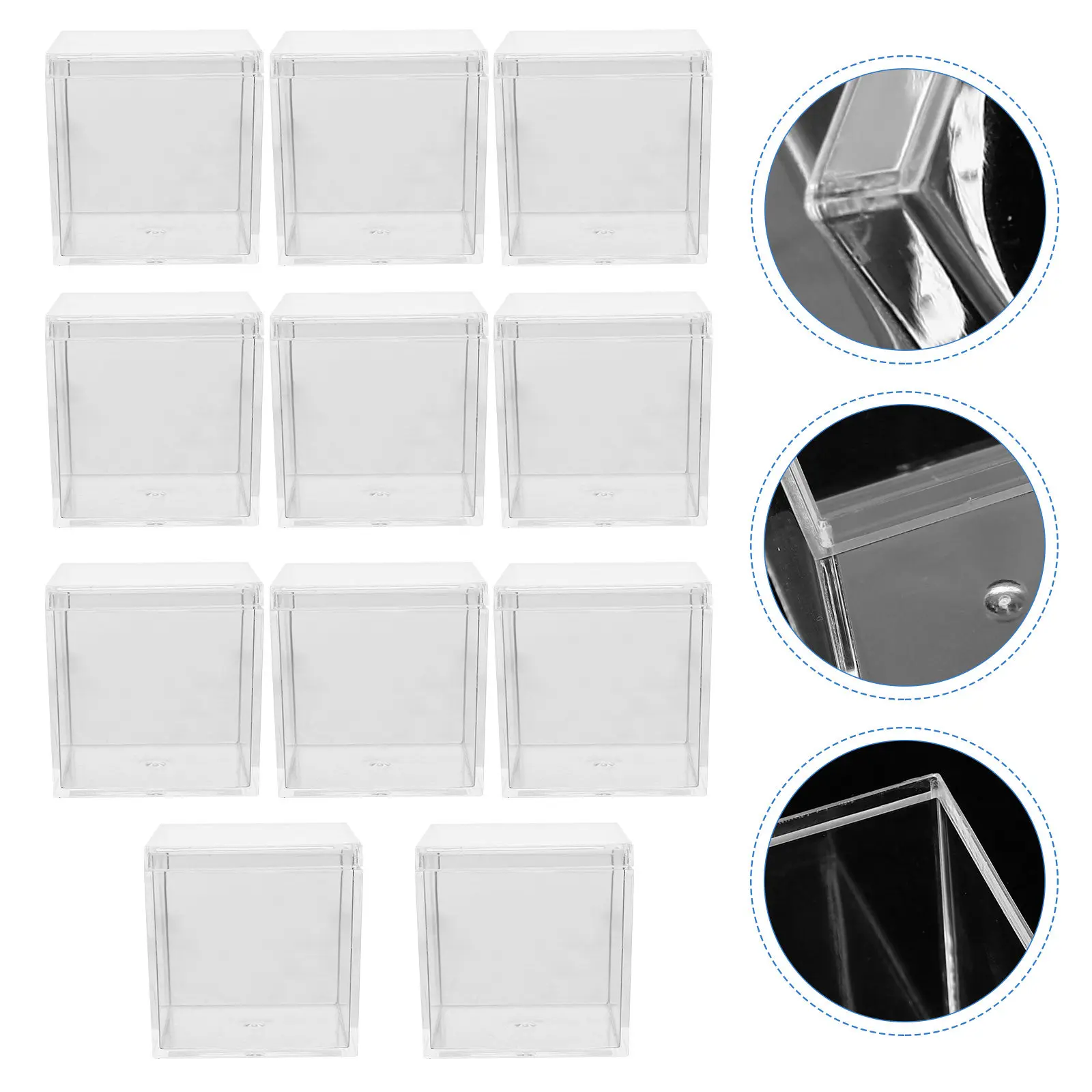 10Pcs Clear Plastic Specimen Container Mineral Sample Box 5.5cm Transparent Display Case Storage Box Desktop Specimen Organizer