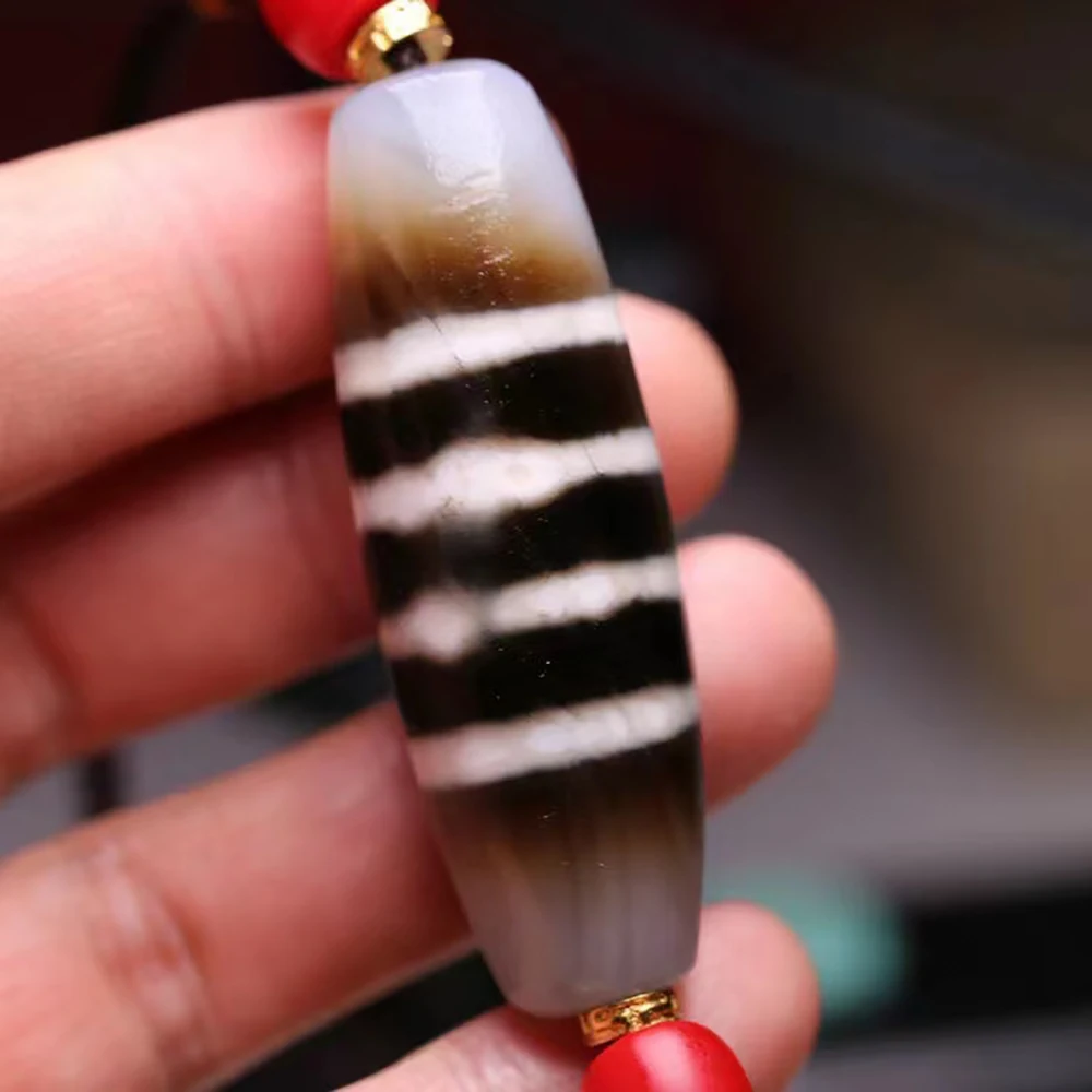 1pcs/lot natural old agate dzi thread beads black and white precious accessories gem jewelry amulet folk-custom Collection diy