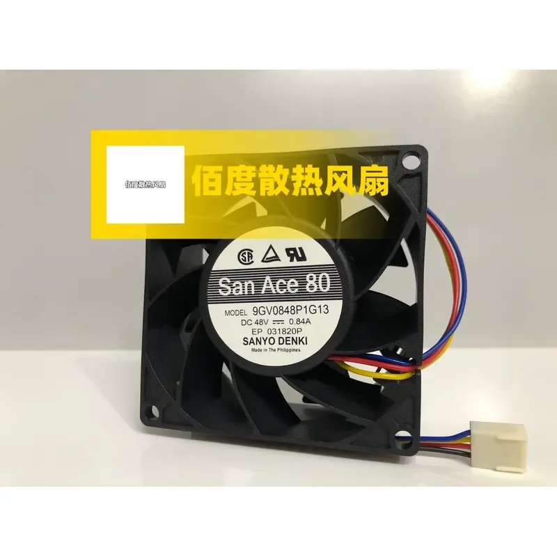Original Genuine Sanyo 9GV0848P1G13 Cooling Fan for 8038 48V 0.84A 4-Wire PWM High-End DC Brushless Fan