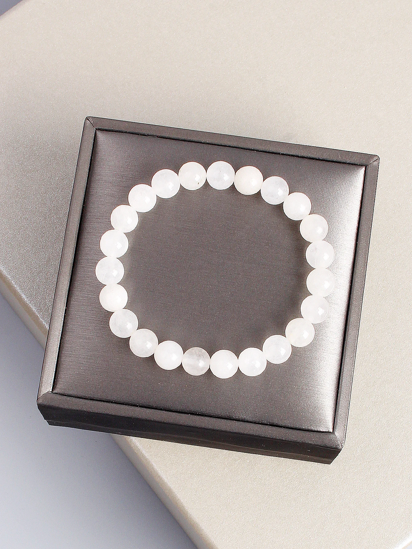 Natural White Jade Stone Bead Bracelet for Purifying Energy & Positive Vibes Emotional Balance Stress Relief Jewelry for Women - Image 6