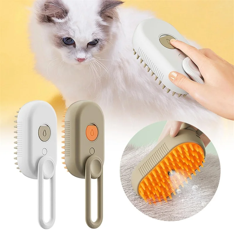 Peine de aseo para mascotas con pulverizador eléctrico, cepillo de silicona suave para baño de gatos y perros, removedor de pelo para mascotas