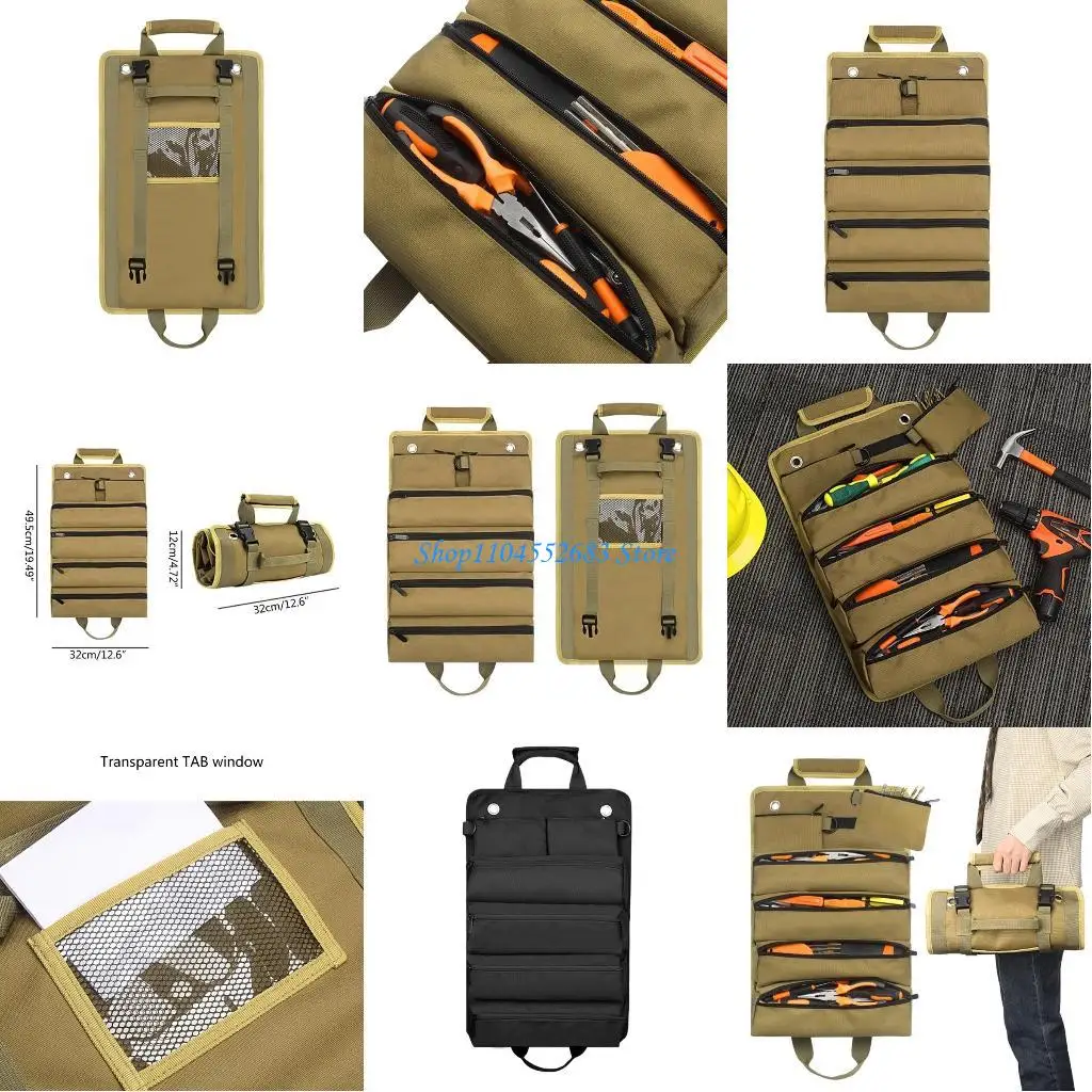 

Y6GD Oxford Tool Roll Up Bag Portable Detachable Hardware Carry Bag Roll up Tool Bag