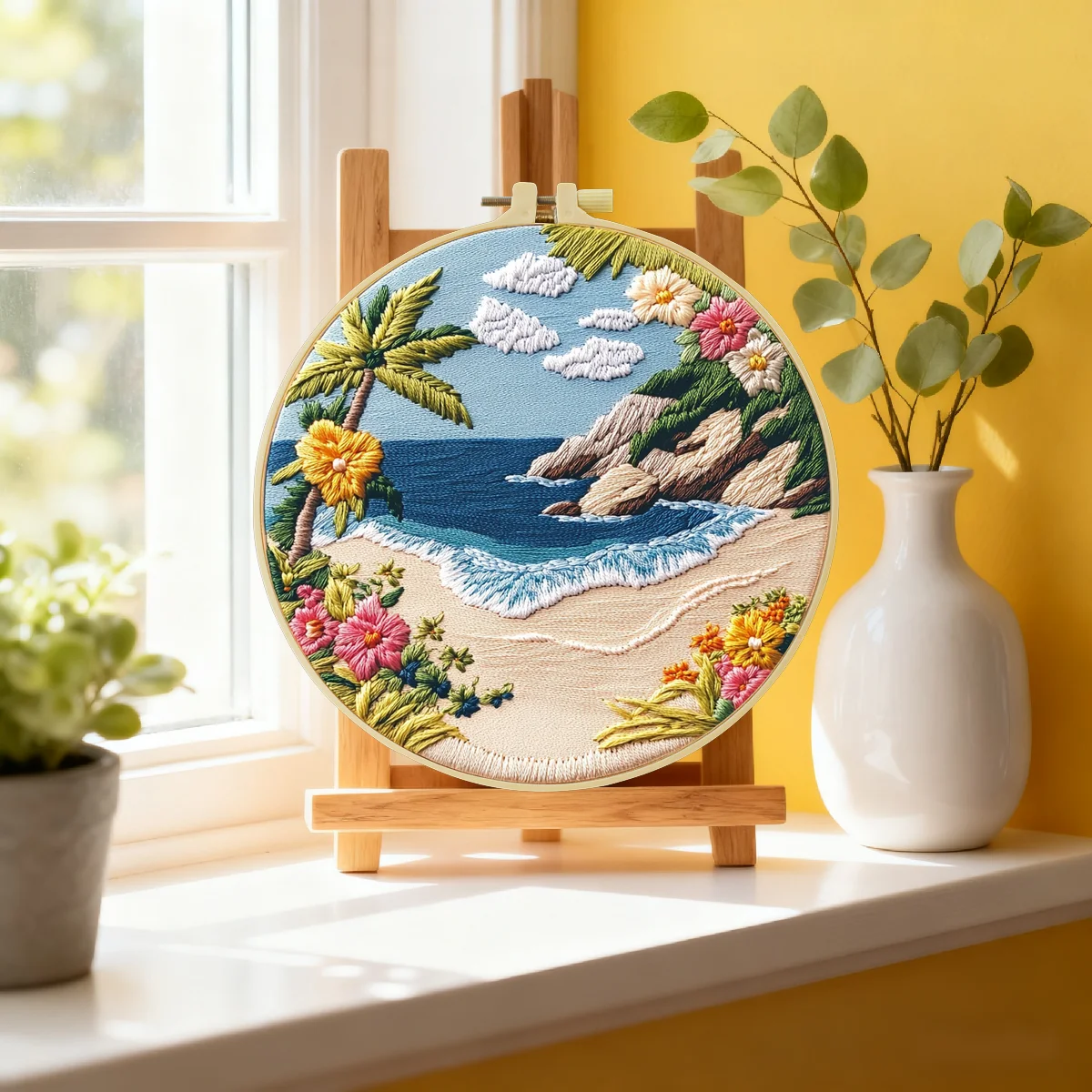 1 Stück 20X20CM/15X15CM 7,87/6,3 Zoll Strandtaschen-Stickerei-Starter-Kit DIY-Kit DIY-Stickerei-Set für Anfänger – Detail 1