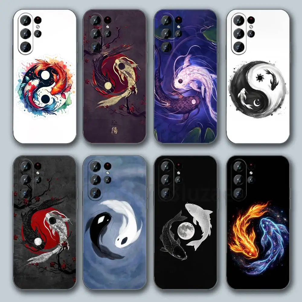 Koi Fish Yin Yang Art For Samsung Galaxy S26 S25 S24 S23 S22 S21 FE Plus Ultra Cover TPU Shockproof Phone Cover S 25 24 23 22