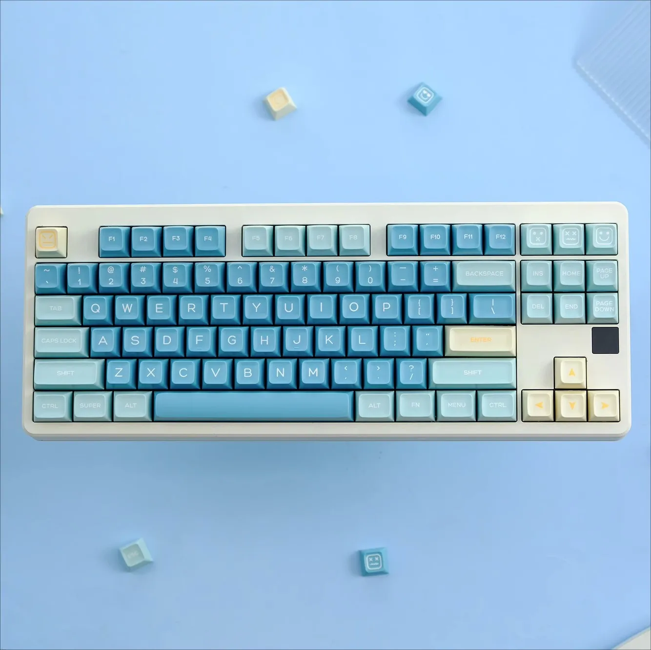 【 In stock】SA profile Sea salt lemon keycap Doubleshot ABS keycaps 61/64/68/84/87/96/980/104/108