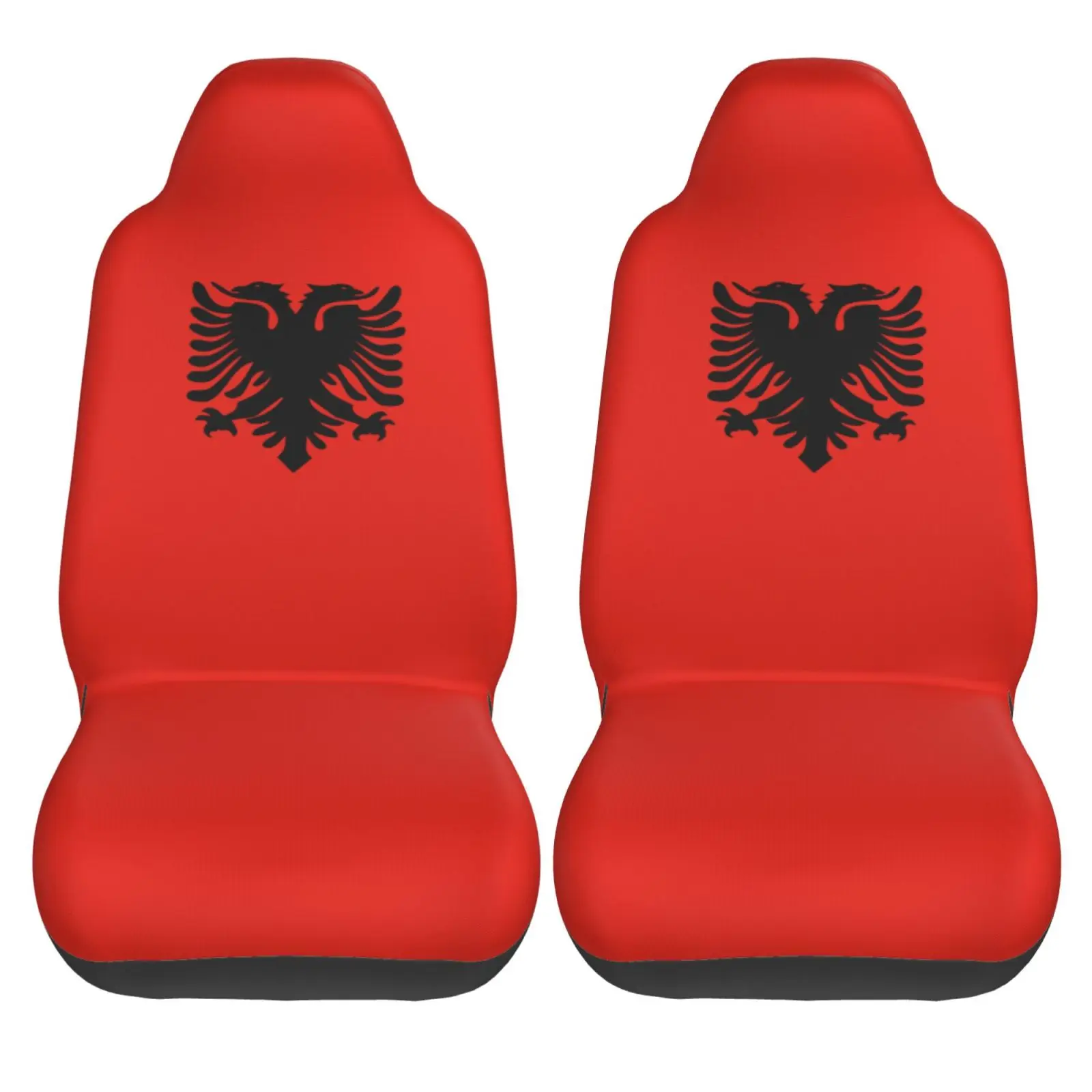 Flag of Albania Pattern Car Seat Cover Seat Cover Anti Fouling and Convenient Protective Cover Unique Style 2PCS Universal Type
