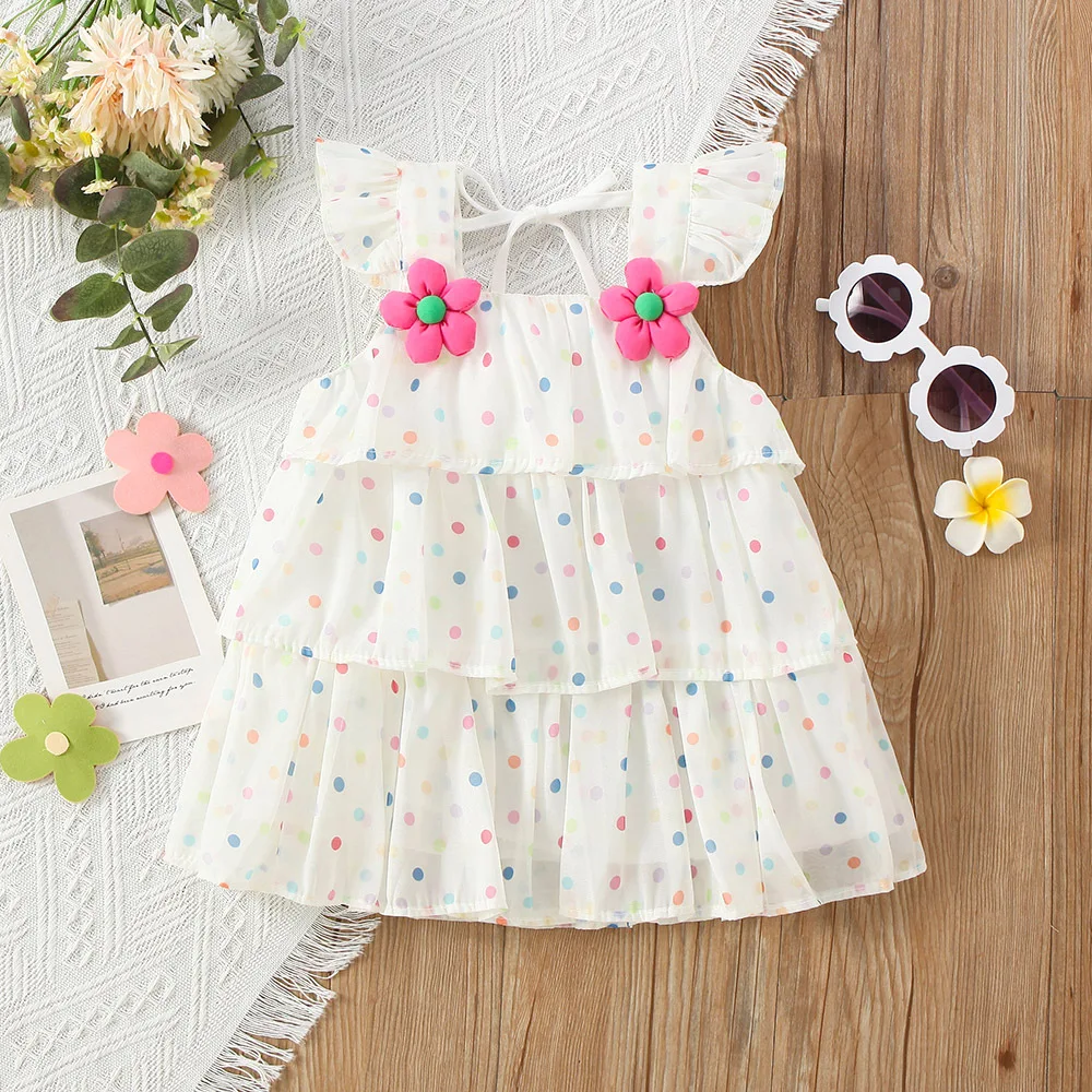 Weiße Baby kleider ärmellose dünne atmungsaktive Kinder kleidung Sommerblumen lässig Kleinkind Kinder Kostüm 0 bis 3 Jahre alt