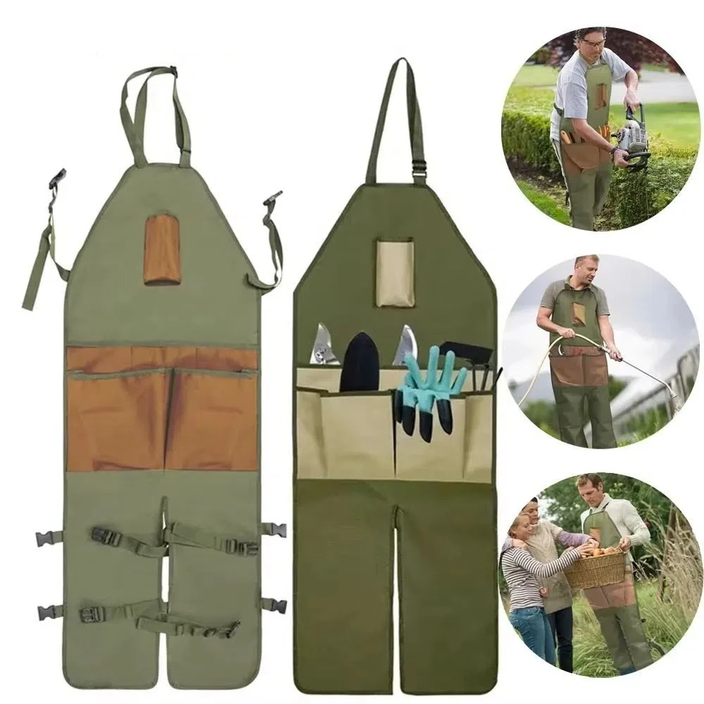 

Oxford Cloth Gardening Legging Apron Extended Adjustable Strap Woodworking Apron Large Pockets Wear-resistant Garden Work Suit