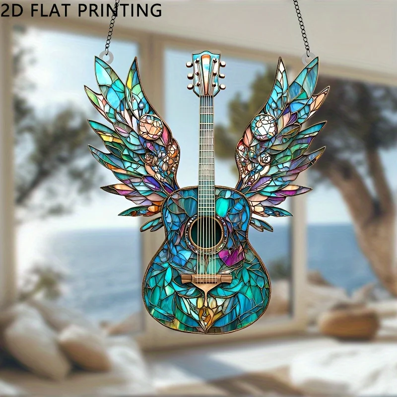 Colored Wing Guitar 2D Art Collection Acrylic Decorative Light Interior Exterior Courtyards Multi-functional Scene Party Decor