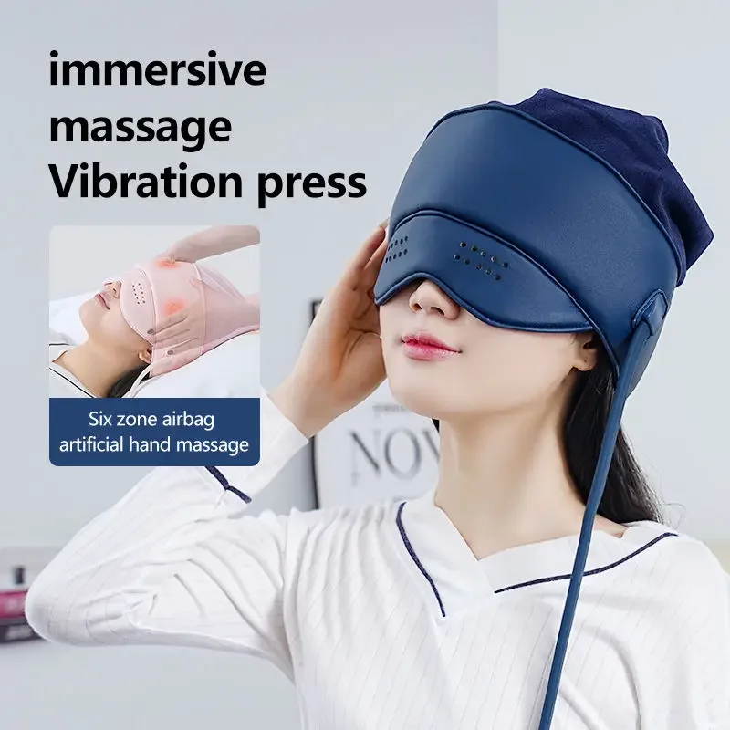 Head Massager Gas Massage Helmet Head and Eyes All-in-One Decompression Hot Compress Sleeping Aid Rechargeable Massager