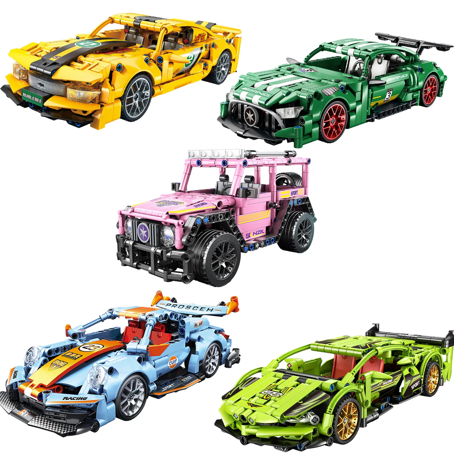 1:18 High-Tech City Racing Series Toys 523 PCS Building Block Car Sports Car Model Lovers Children's Birthday Christmas Gifts