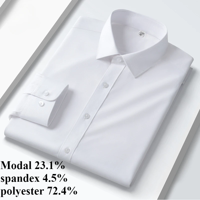 

Modal Shirts Men Long Sleeve Fashion Causal Micro Elasticity Soft Cozy Men Shirts Long Sleeve Slim Fit Anti-wrinkle Business