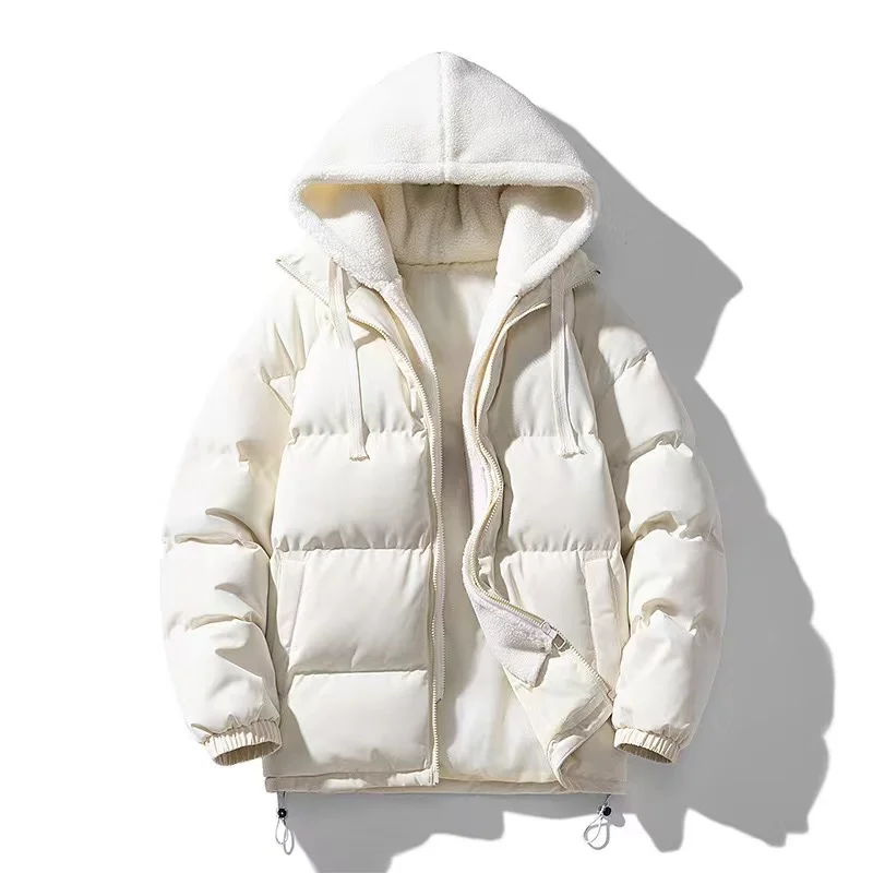 Manteau d'hiver en coton à capuche pour hommes, faux deux pièces, velours, épais, chaud, vêtements de pain, américains, haute qualité, nouveau