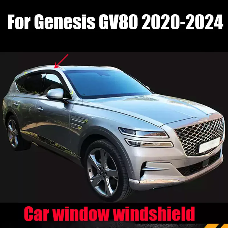 For Genesis GV80 2020 2021 2022 2023 2024 Car window weather shield made of plastic material and black exterior protective parts