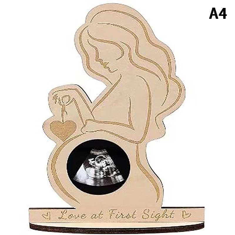 1Pc Wooden Woman Baby Ultrasound Photo Frame Sonogram Picture Frame Pregnancy Gift Baby Keepsake For Couples New Moms Father