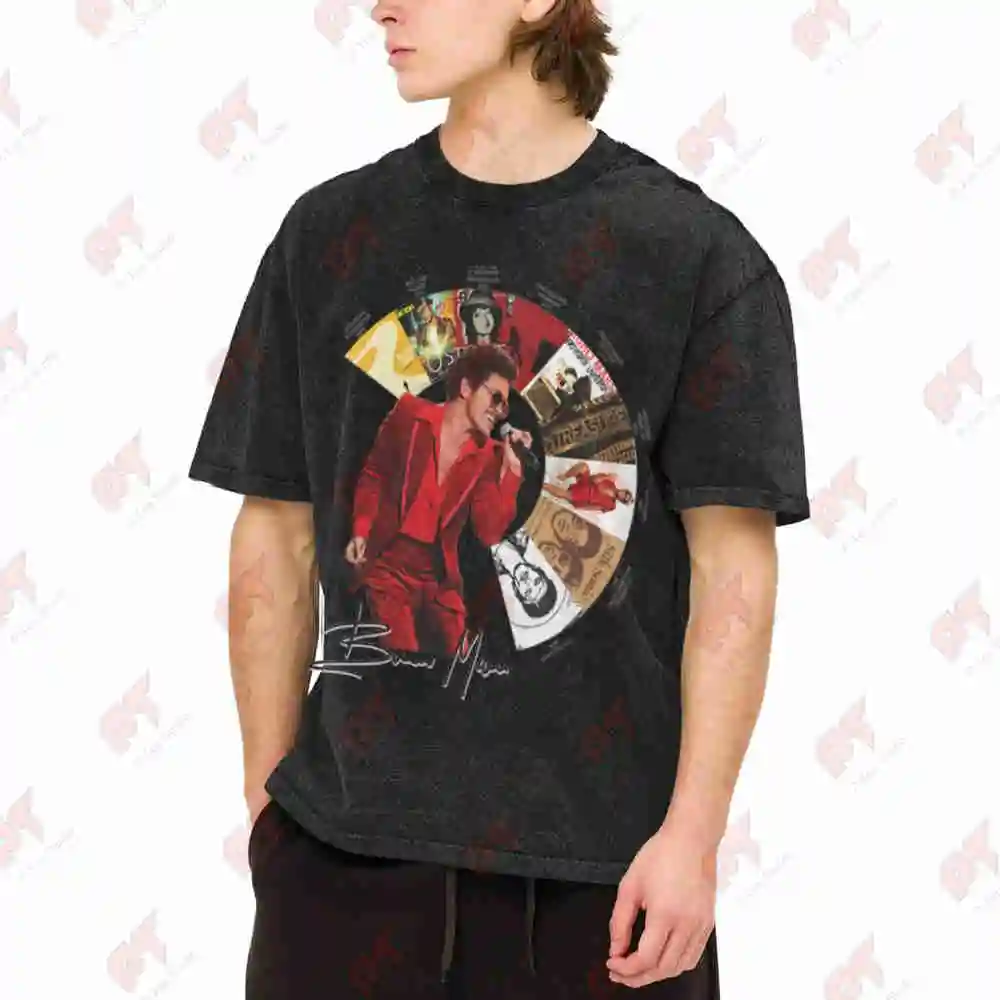 Bruno Mars Romantic Tour 2026 Vintage Washed Tee Pure Cotton T-Shirt