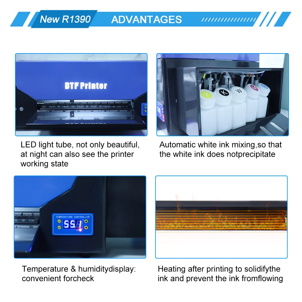 Imagem -04 - Impressora de Transferência Dtf com Forno Direto para Impressão de Filme T-shirt Pano a3 R1390 Dtf Máquina de Impressão