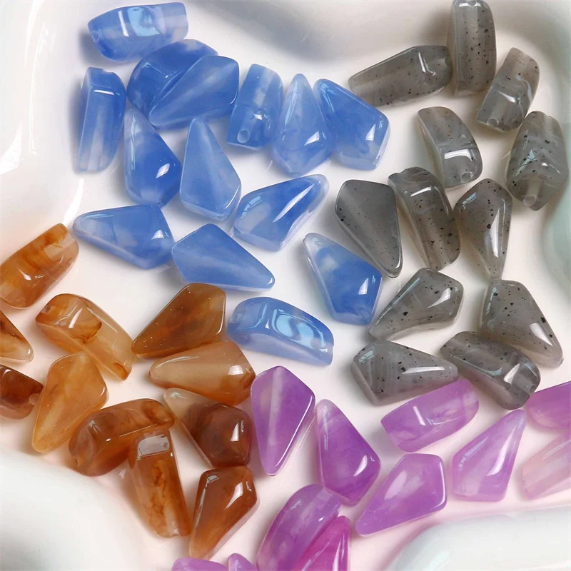 

Wholesale 50pcs/lot color print Water droplets rhombic shape resin straight hole beads diy jewelry garment hair accessory