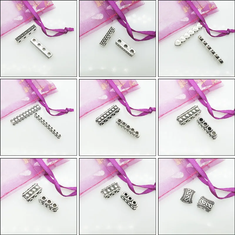 New Retro Flower Holes Bar Connectors Antiqued Silver Plated Space Beads For Gifts Jewelry