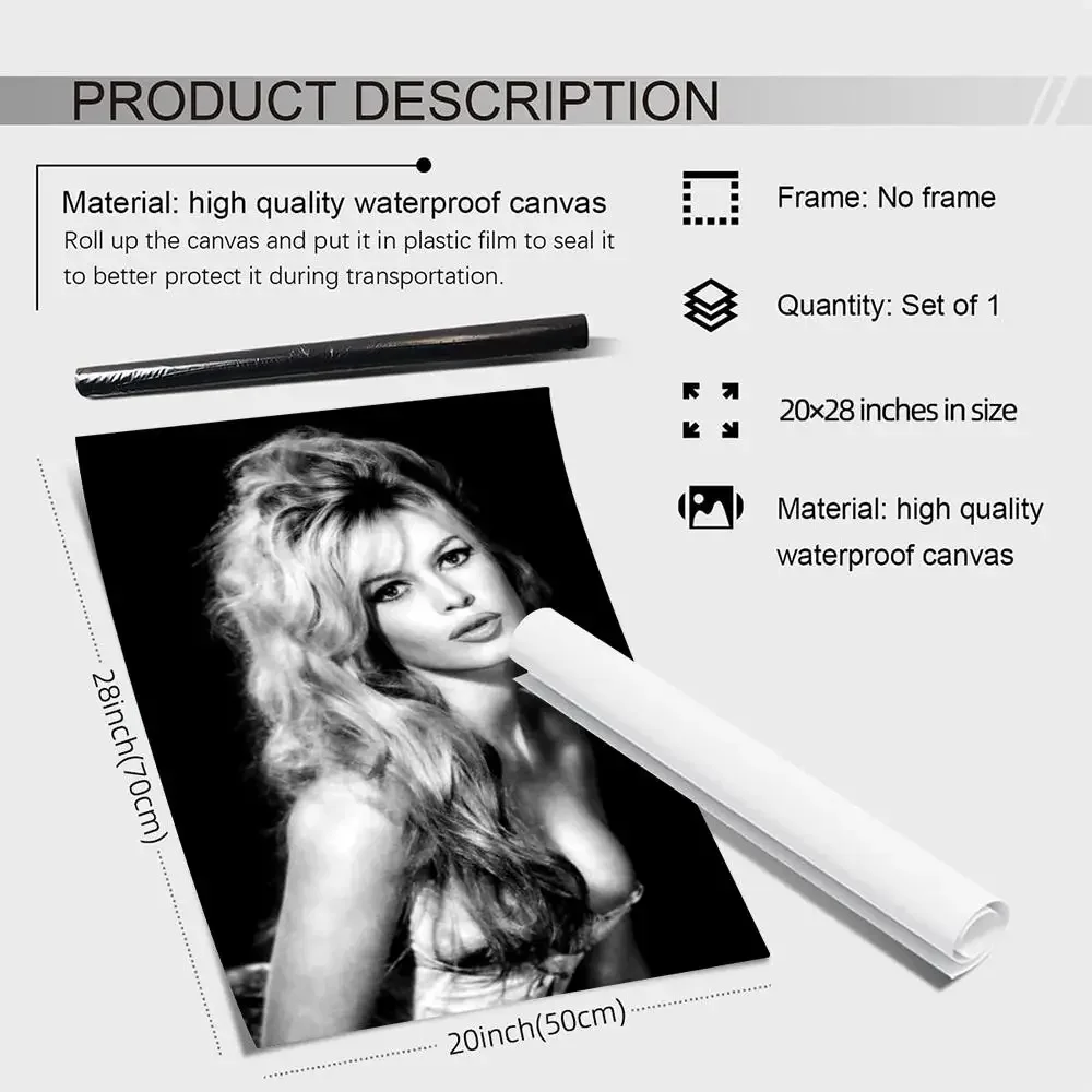 نموذج B_Brigitte B_Bardot HD طباعة ديكور قماش الكتان المشارك جدار الفن يطبع لغرفة المعيشة غرفة نوم مكتب ديكور المنزل #5