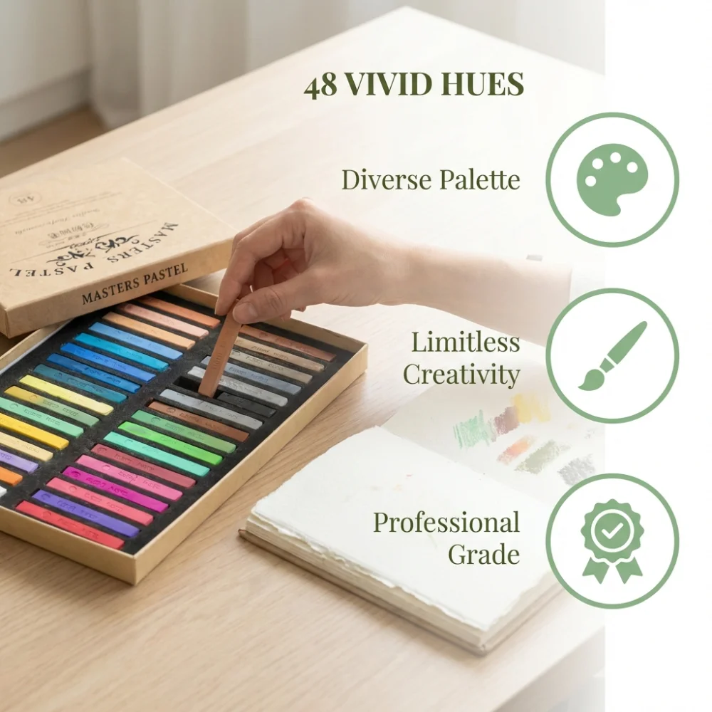 Maries Color Chalk 24 Colors 12 Colors Chalk 48 Painting Pink Professional Pastel Stick Brush Board Newspaper Painting Supplies