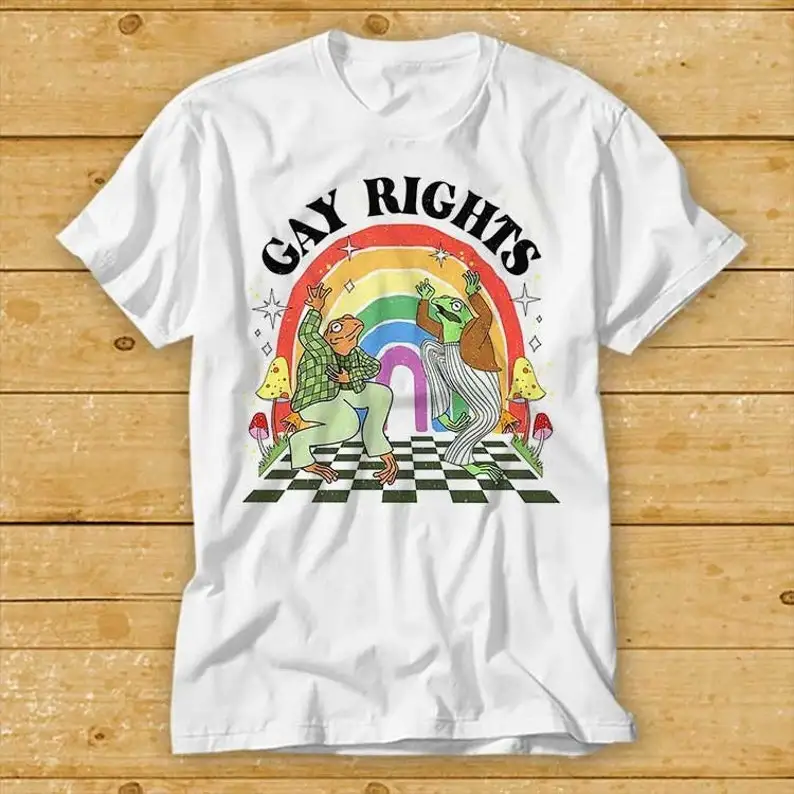 Dancing Frog Toad Say Gay Rights Frog Magic Mushroom LGBT Lesbian Gay Pride Proud T Shirt Cult Movie Retro Vintage Music