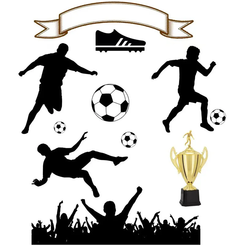 Football Star Cake Topper Happy Birthday Soccer Sports Ball Net Kids Party Baby Shower Cupcake Decoration Baking Supplies DIY