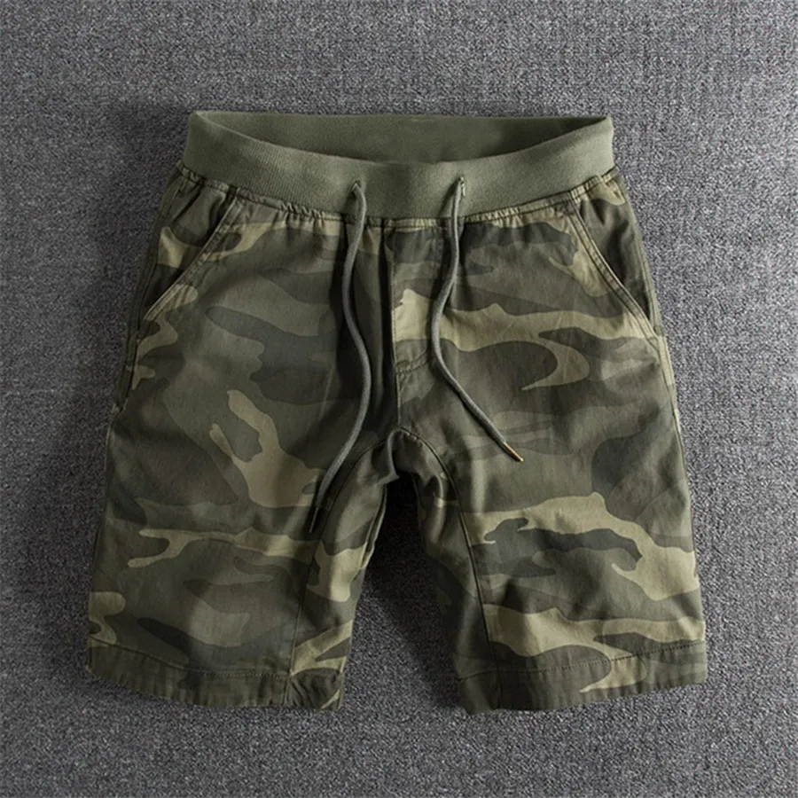

New Summer Men Camouflage Shorts Casual Elastic Waist Comfort Loose Jogging Pants Cotton Cargo Gym Running Shorts Beach Shorts