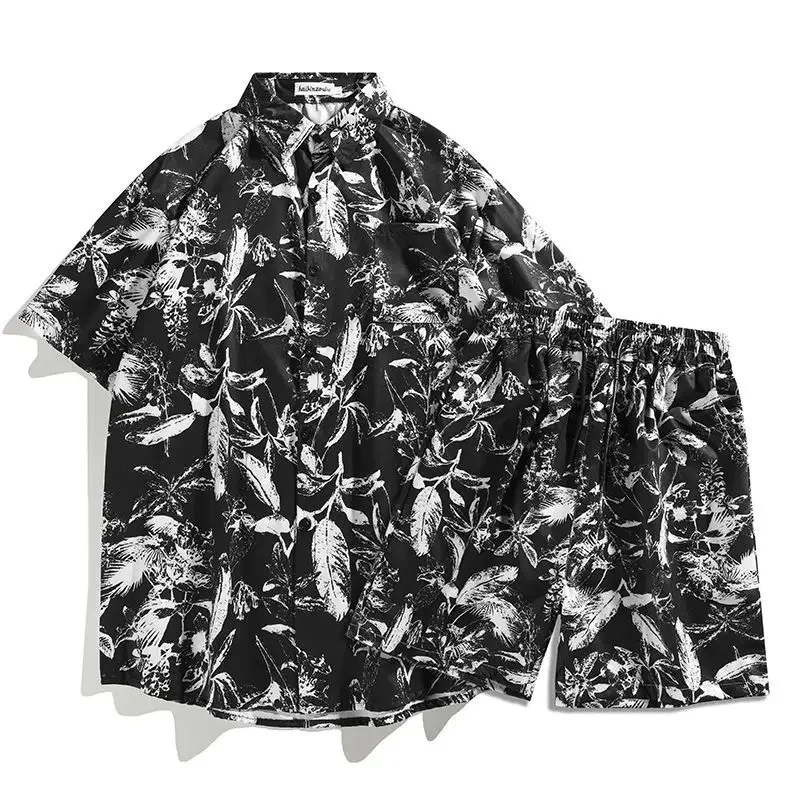 

Мужская рубашка с цветочным принтом, шорты, пляжный костюм, летний наряд для отдыха и путешествий на берегу моря