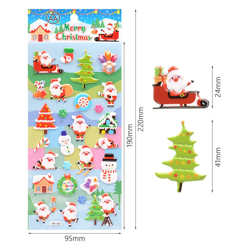 1 Sheet Christmas 3D Puffy Bulk Stickers Cartoon Santa Claus Sticker DIY Scrapbook Decoration Funny Kids Classic Toy Gift random