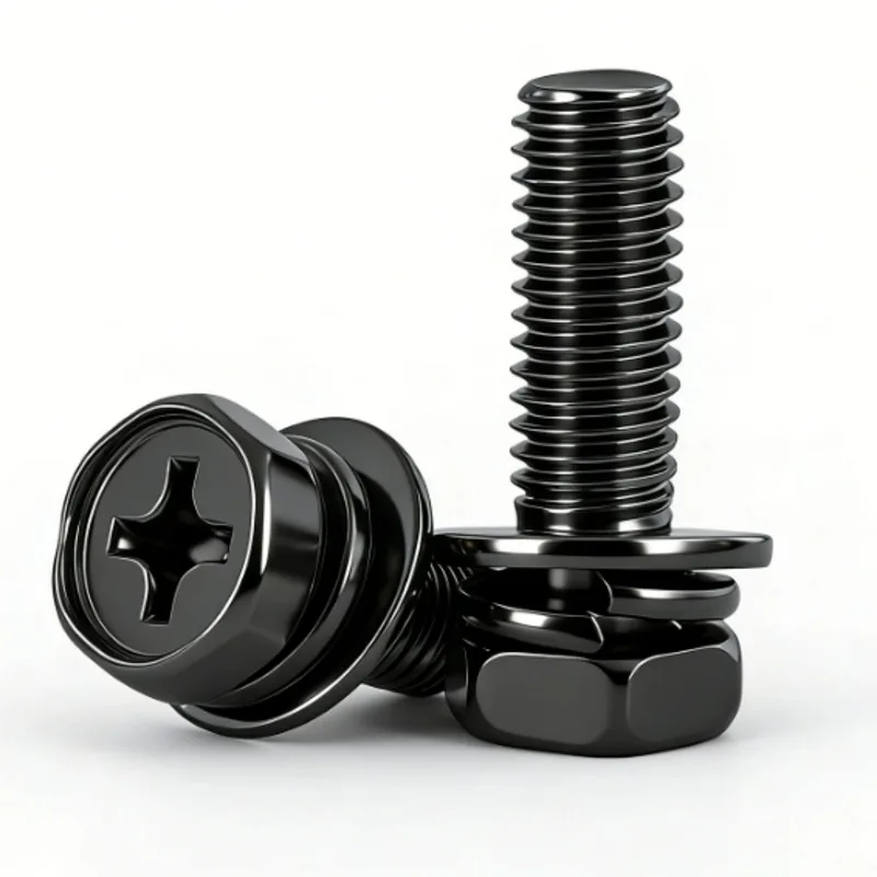 5/50pc M3 M4 M5 M6 M8 Stainless Steel Hex Head Cross Recess Screw Combination Bolt With Flat Washer & Spring Gasket