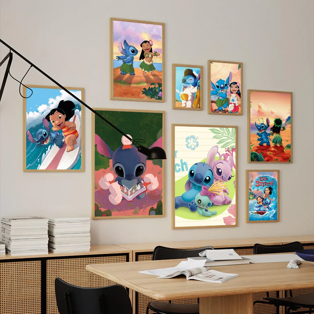 MINISO Disney Lilo Stitch Poster Prints Wall Pictures Living Room Home Decoration