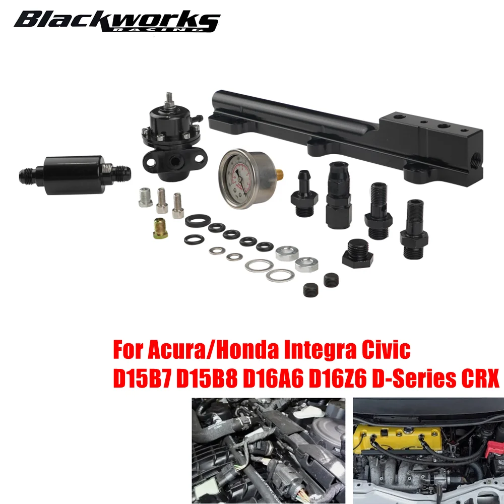 Regulador de pressão de combustível e trilho de combustível série D de alumínio adequado para Acura/Honda Integra Civic D15B7 D15B8 D16A6 D16Z6 D-Series CRX