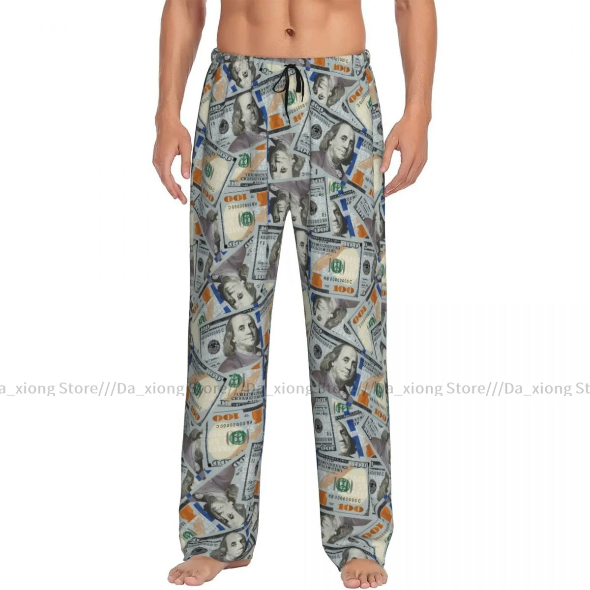 Men's Casual Pajama Sleeping Pants 100 Dollar Bills Lounge Loose Trousers Comfortable Nightwear